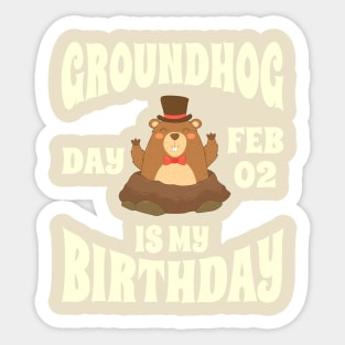 Groundhog Day Feb 02 Is My Birthday - Funny Groundhog Sticker